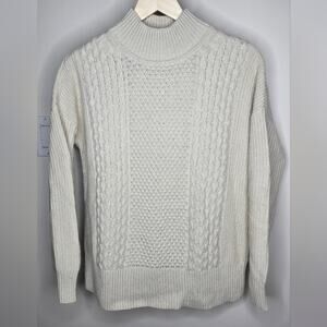 GAP Classic Off White Cable Knit Mock Turtleneck Sweater Mens Size Small